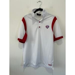 Stitches Philadelphia Phillies polo shirt mens S white red baseball